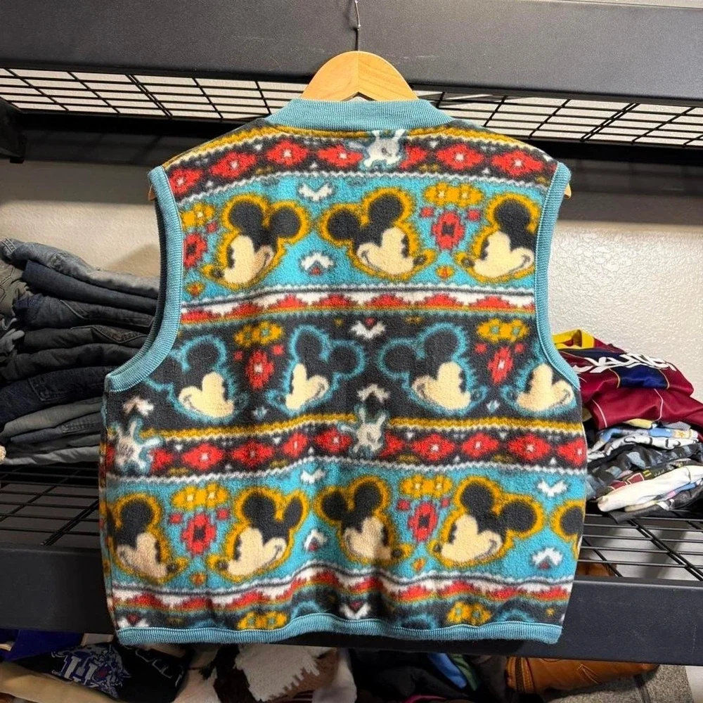 Vintage Mickey & Co Vest Fleece Vintage Pockets Southwestern vest Size Large - Picture 4 of 7
